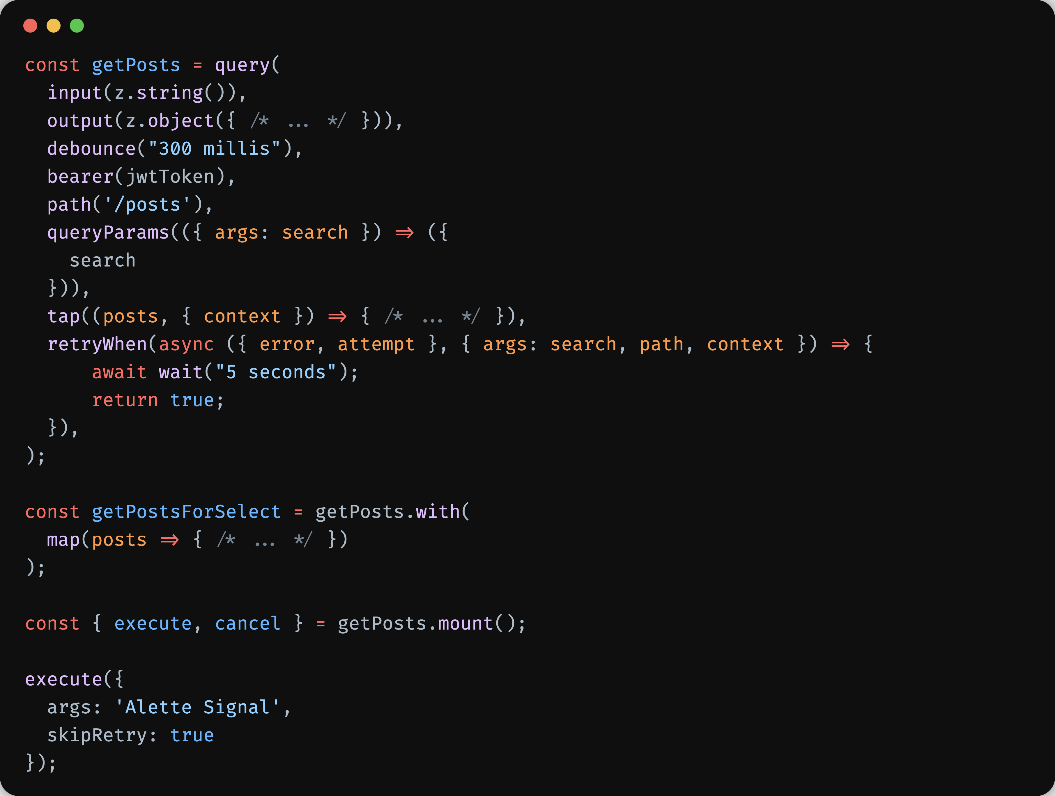 Alette Signal code example.